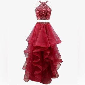 Red Two-piece Poofy Dress